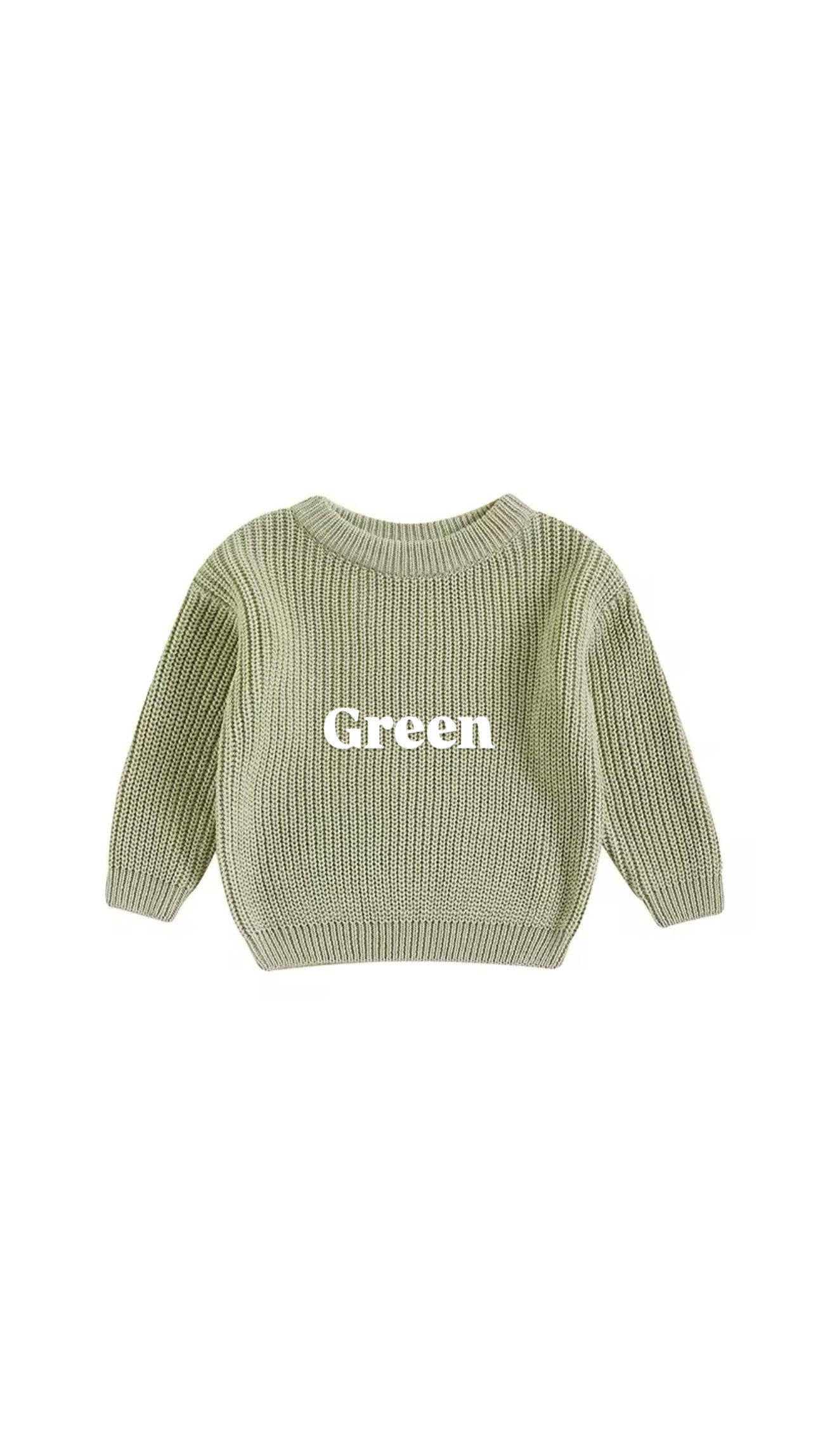 Custom Name + Design Infant & Toddler Oversized Pullover Sweater – Hand-Embroidered Knit Baby Gift