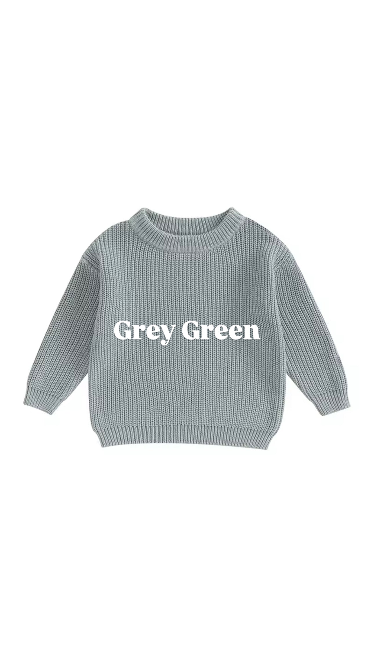 Custom Name + Design Infant & Toddler Oversized Pullover Sweater – Hand-Embroidered Knit Baby Gift