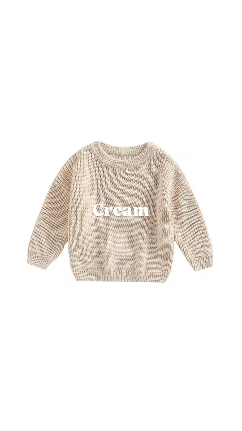Custom Name + Design Infant & Toddler Oversized Pullover Sweater – Hand-Embroidered Knit Baby Gift