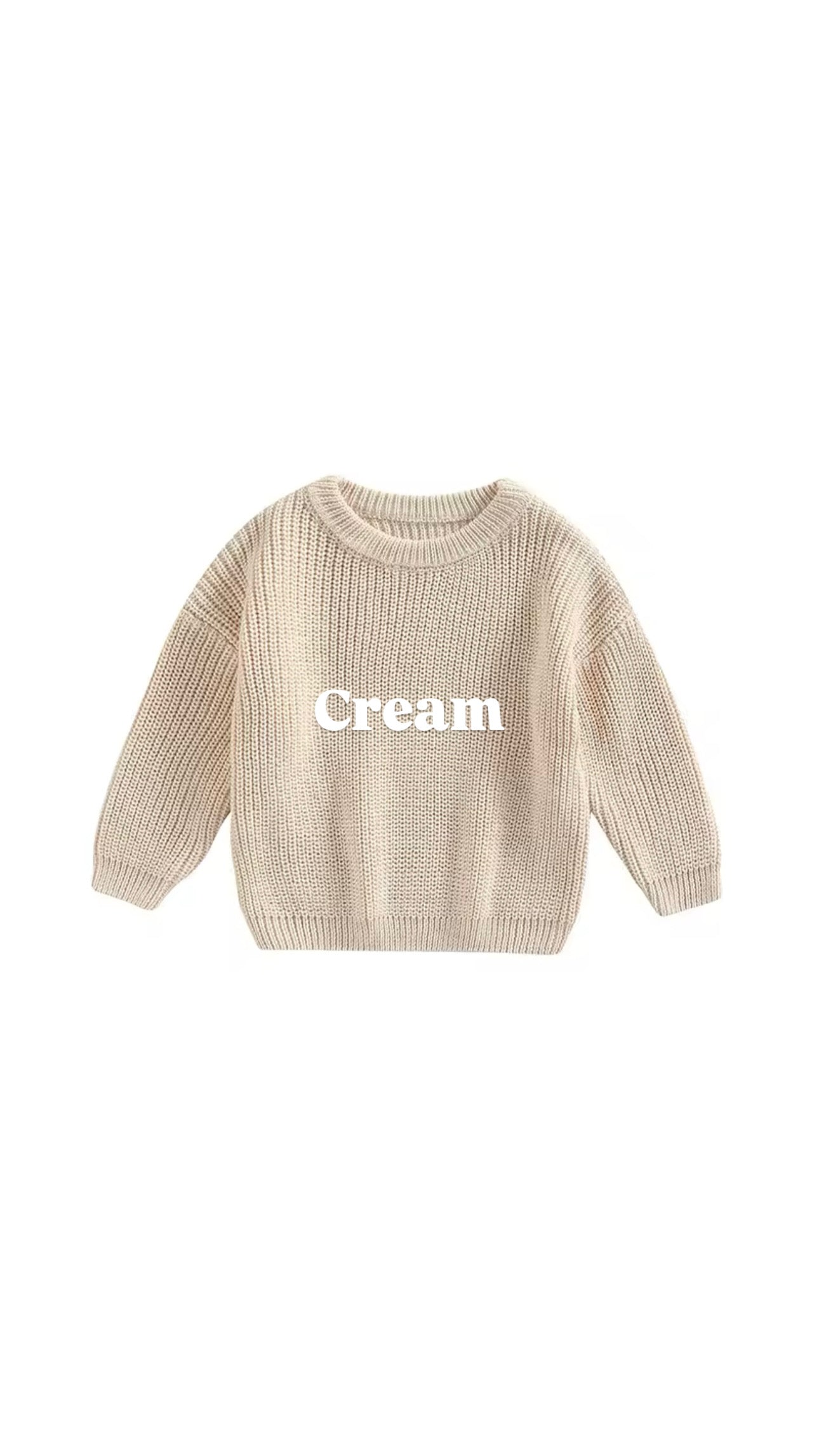 Custom Name + Design Infant & Toddler Oversized Pullover Sweater – Hand-Embroidered Knit Baby Gift