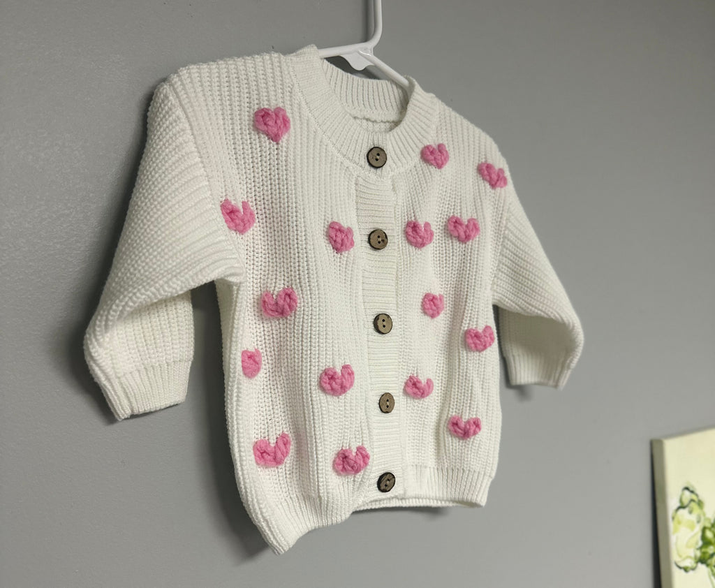 Custom Design Infant & Toddler Oversized Button Cardigan Sweater – Hand-Embroidered Knit Design for Baby Gifts & Everyday Wear