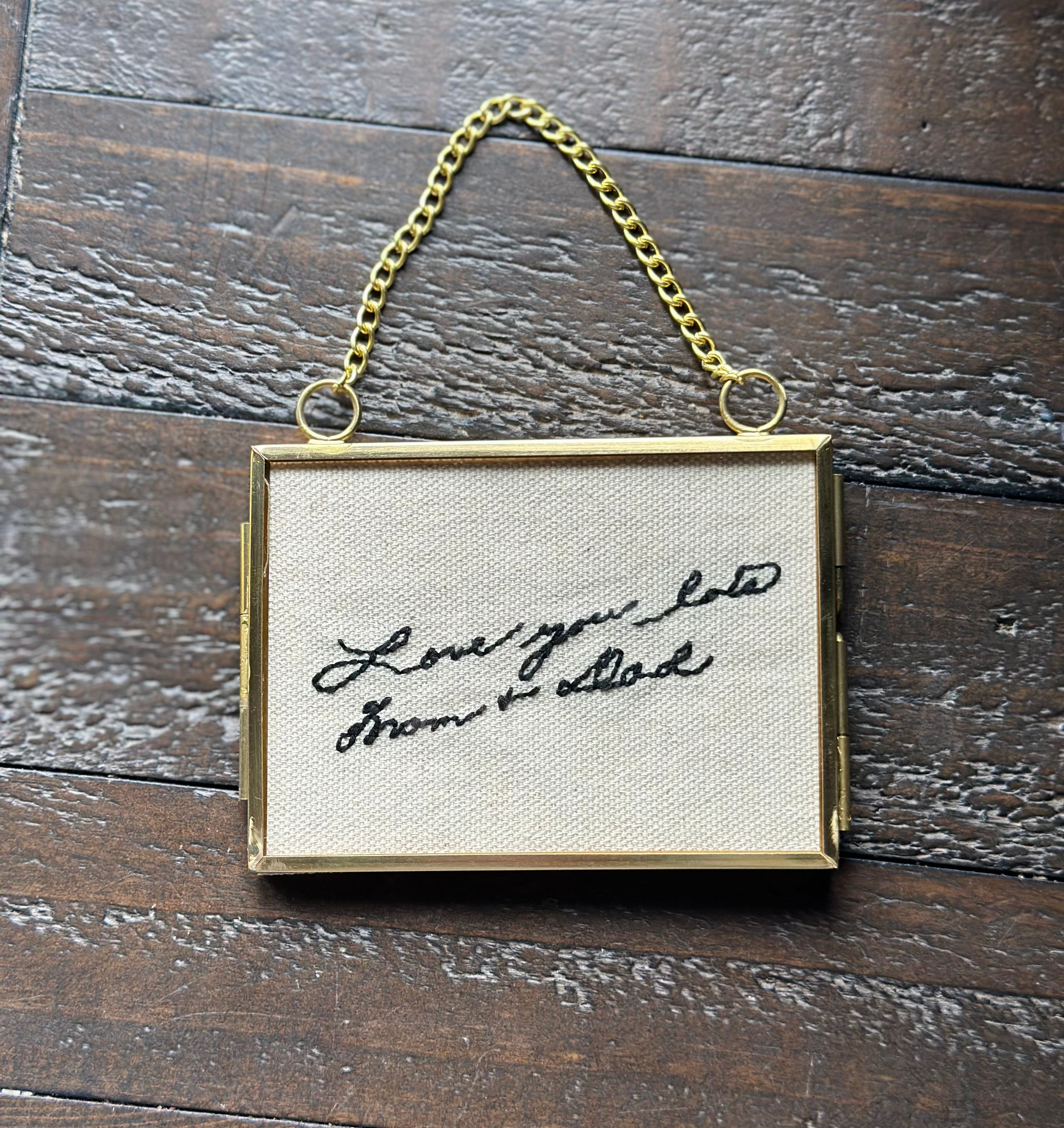 Custom Handwriting Embroidery Mini Floating Frame – Memorial Keepsake Gift