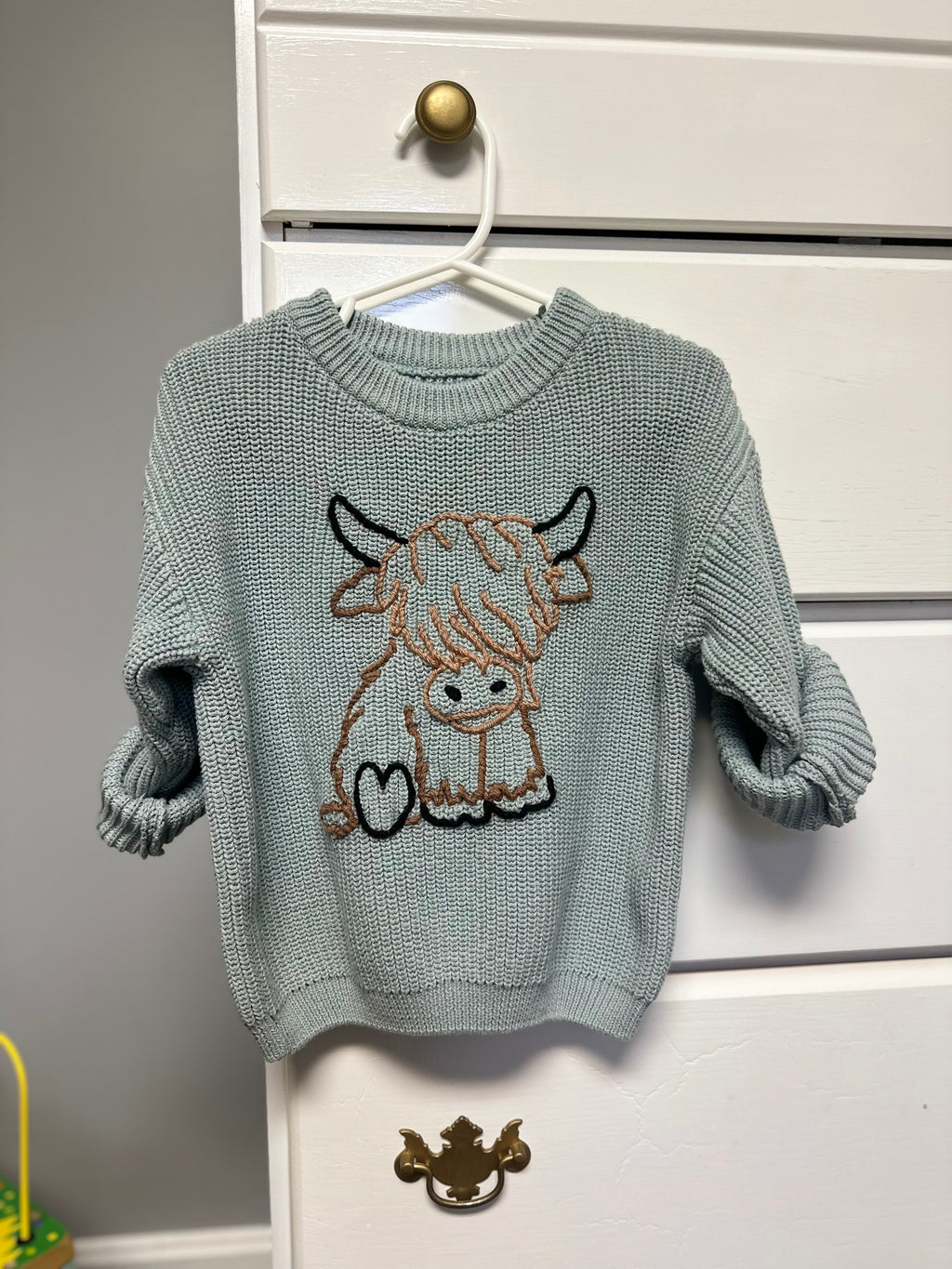 Custom Name + Design Infant & Toddler Oversized Pullover Sweater – Hand-Embroidered Knit Baby Gift