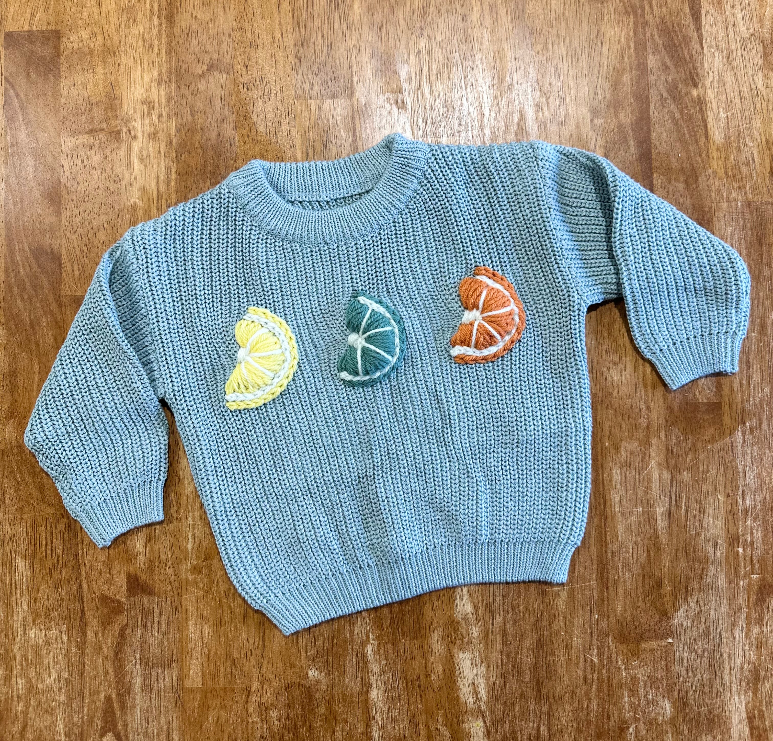 Custom Name + Design Infant & Toddler Oversized Pullover Sweater – Hand-Embroidered Knit Baby Gift