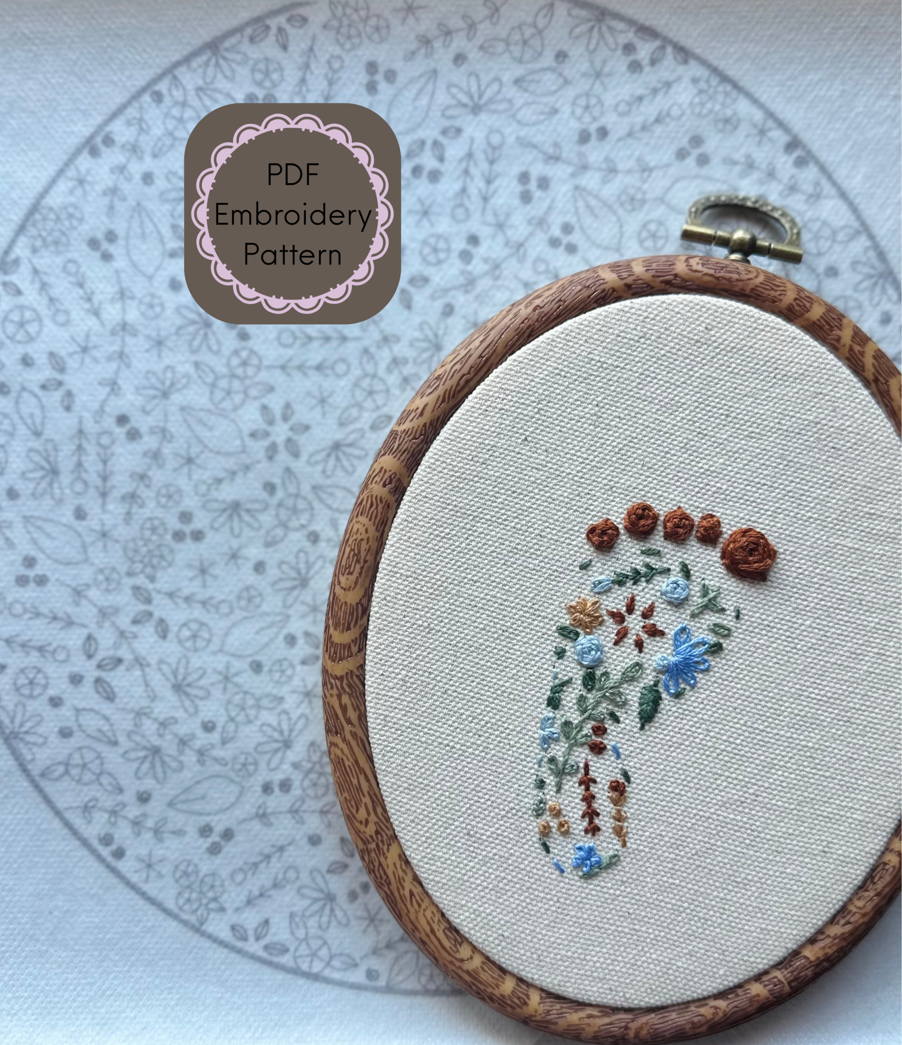 Handprint & Footprint Keepsake Embroidery Pattern: Child Hand/Foot Print Printable Design (PDF Pattern, Digital File)