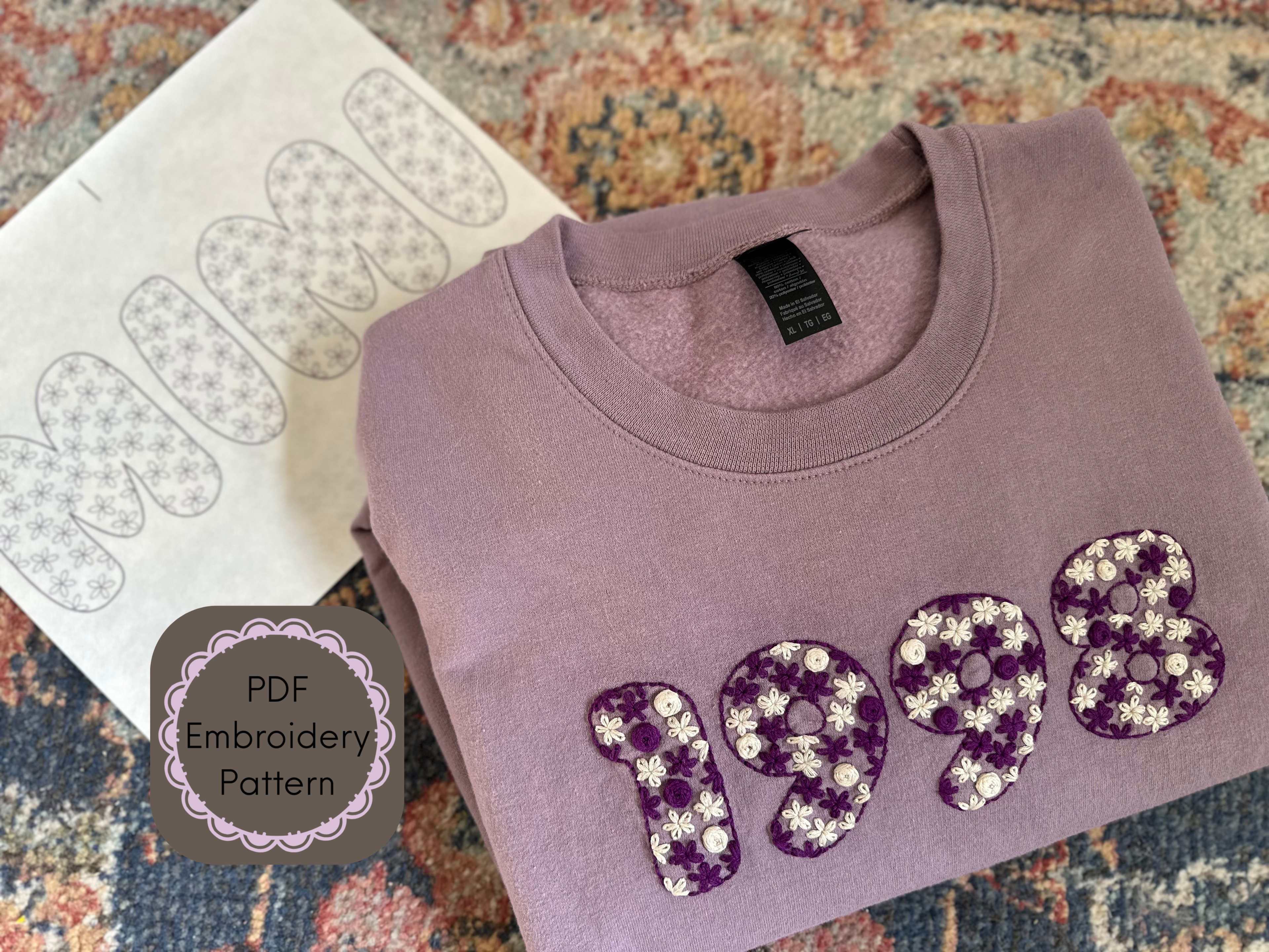 Floral Letters + Numbers Pattern: Embroidery Design (Digital File, Stick and Stitch Design, PDF)