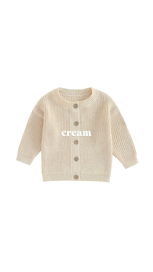 Custom Design Infant & Toddler Oversized Button Cardigan Sweater – Hand-Embroidered Knit Design for Baby Gifts & Everyday Wear