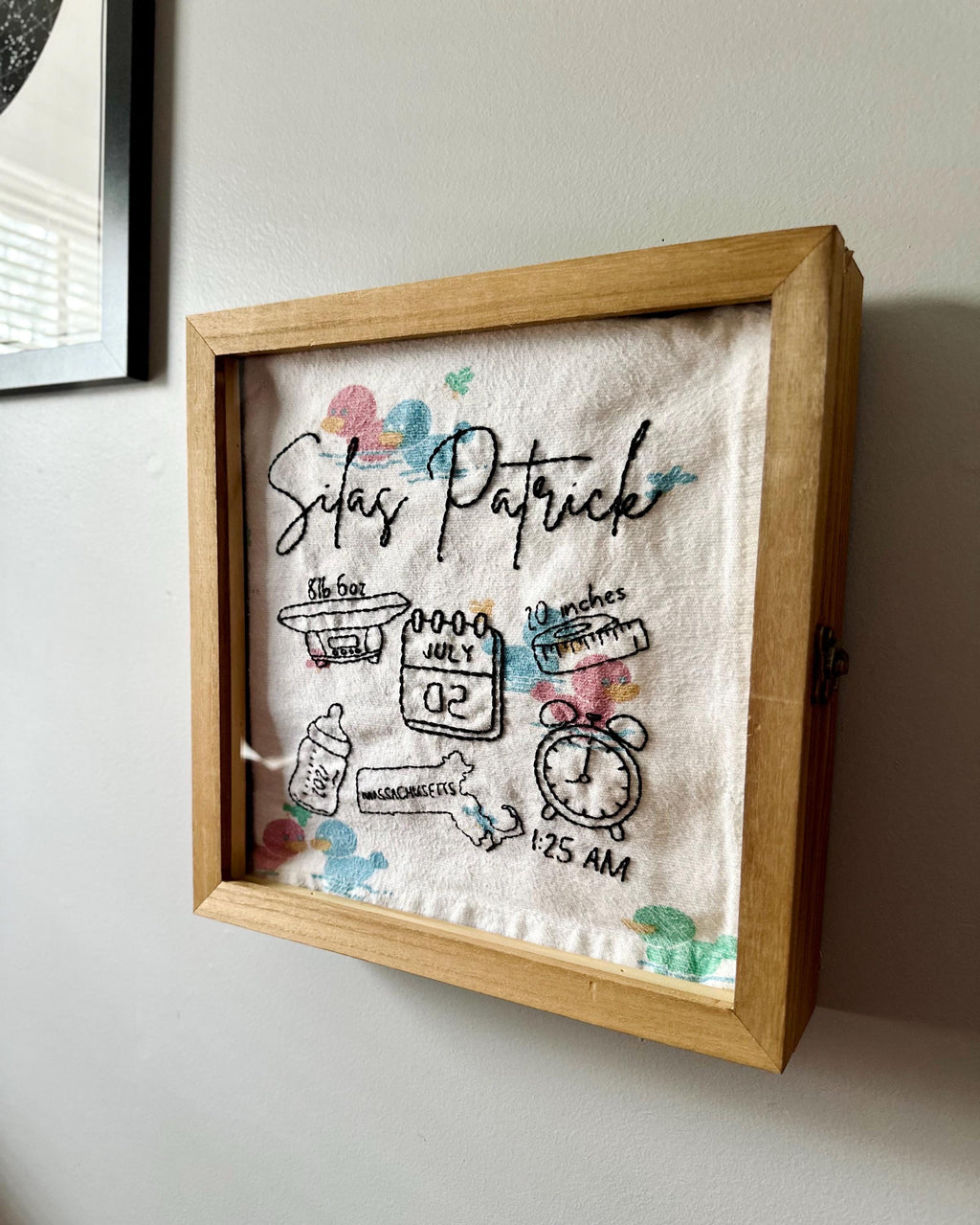 Custom Birth Stats Embroidery Pattern – Baby Keepsake (Digital File, Stick and Stitch Design, PDF)